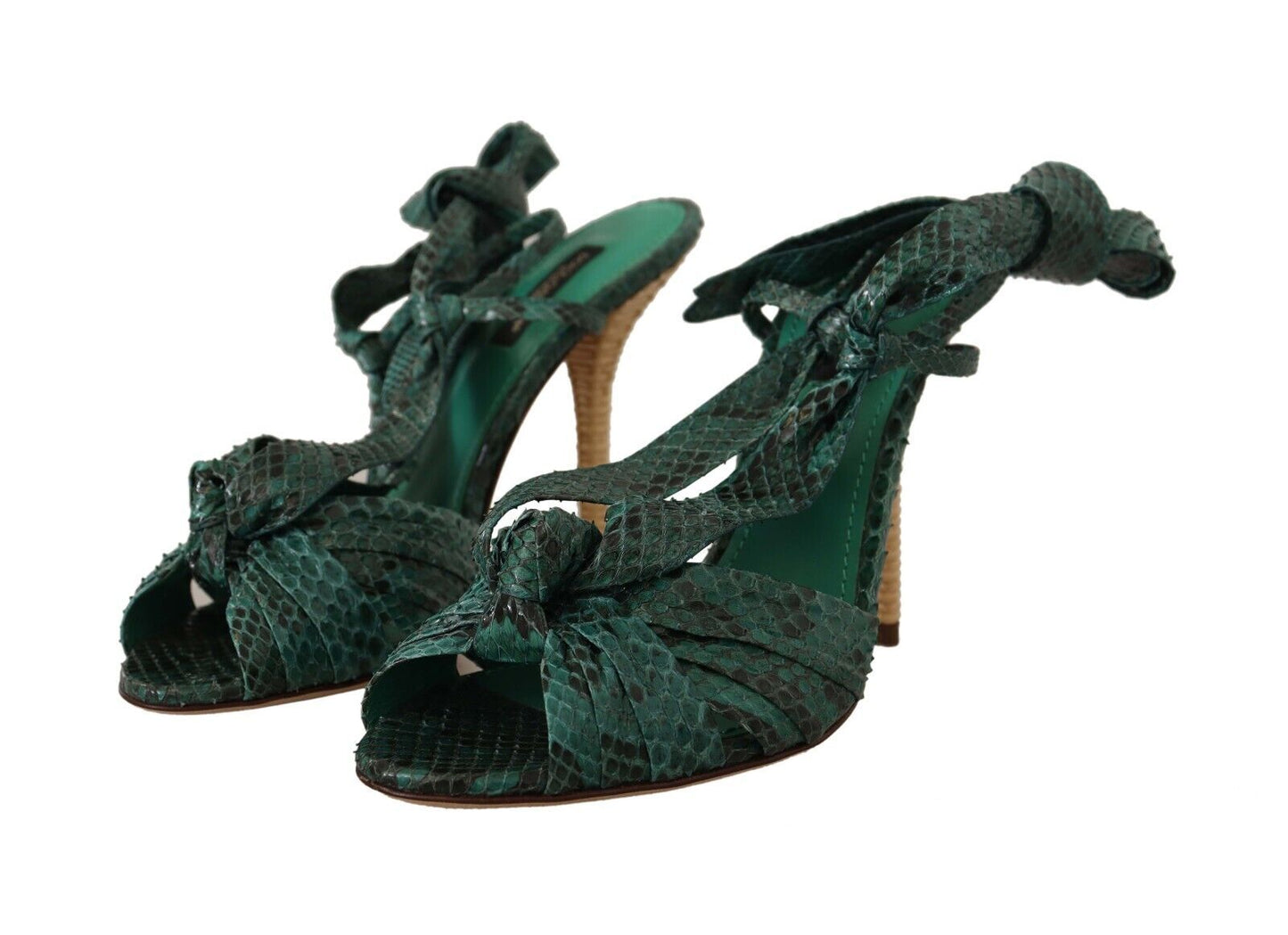 Екзотичні шкіряні босоніжки на підборах Dolce &amp; Gabbana Emerald