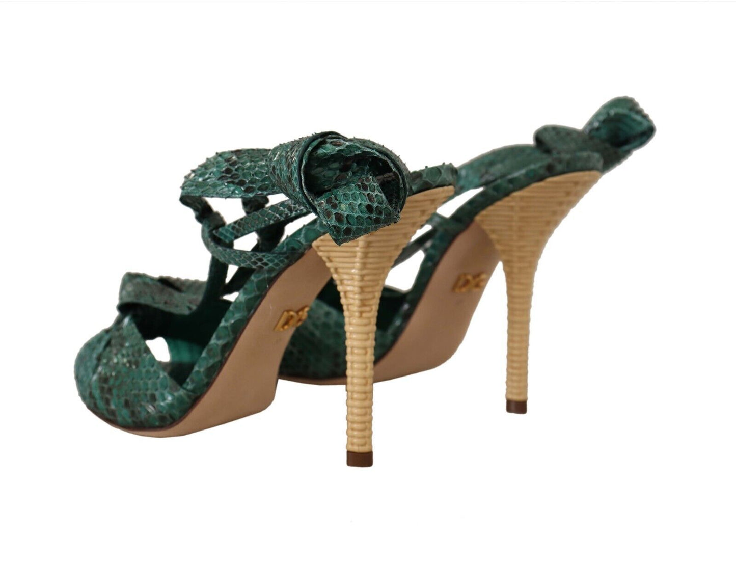 Екзотичні шкіряні босоніжки на підборах Dolce &amp; Gabbana Emerald
