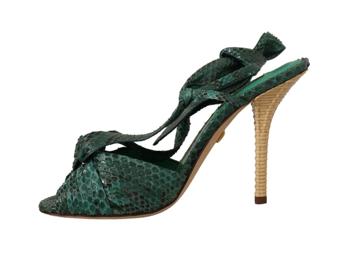 Екзотичні шкіряні босоніжки на підборах Dolce &amp; Gabbana Emerald