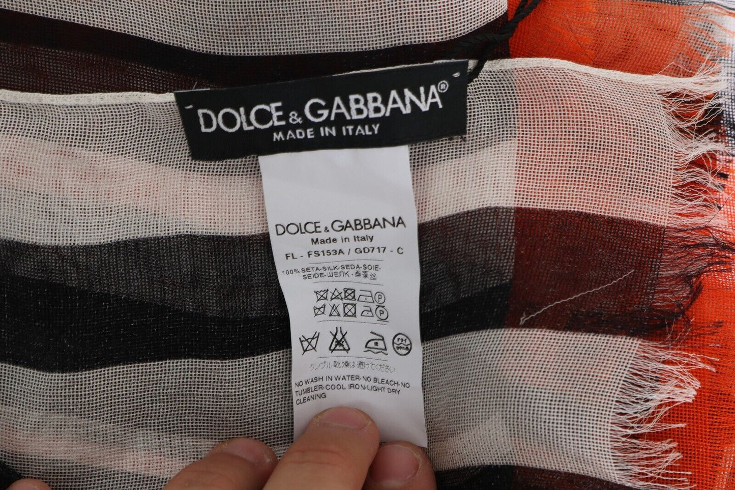 Елегантний різнокольоровий шовковий шарф Dolce &amp; Gabbana з бахромою