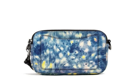 Сумка Marc Jacobs The Snapshot, шкіряна сумка через плече з синім аквареллю і принтом