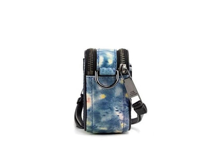 Сумка Marc Jacobs The Snapshot, шкіряна сумка через плече з синім аквареллю і принтом