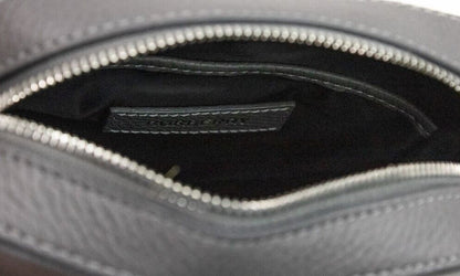Маленька сіра шкіряна сумочка через плече з тисненням логотипу Burberry Thornton