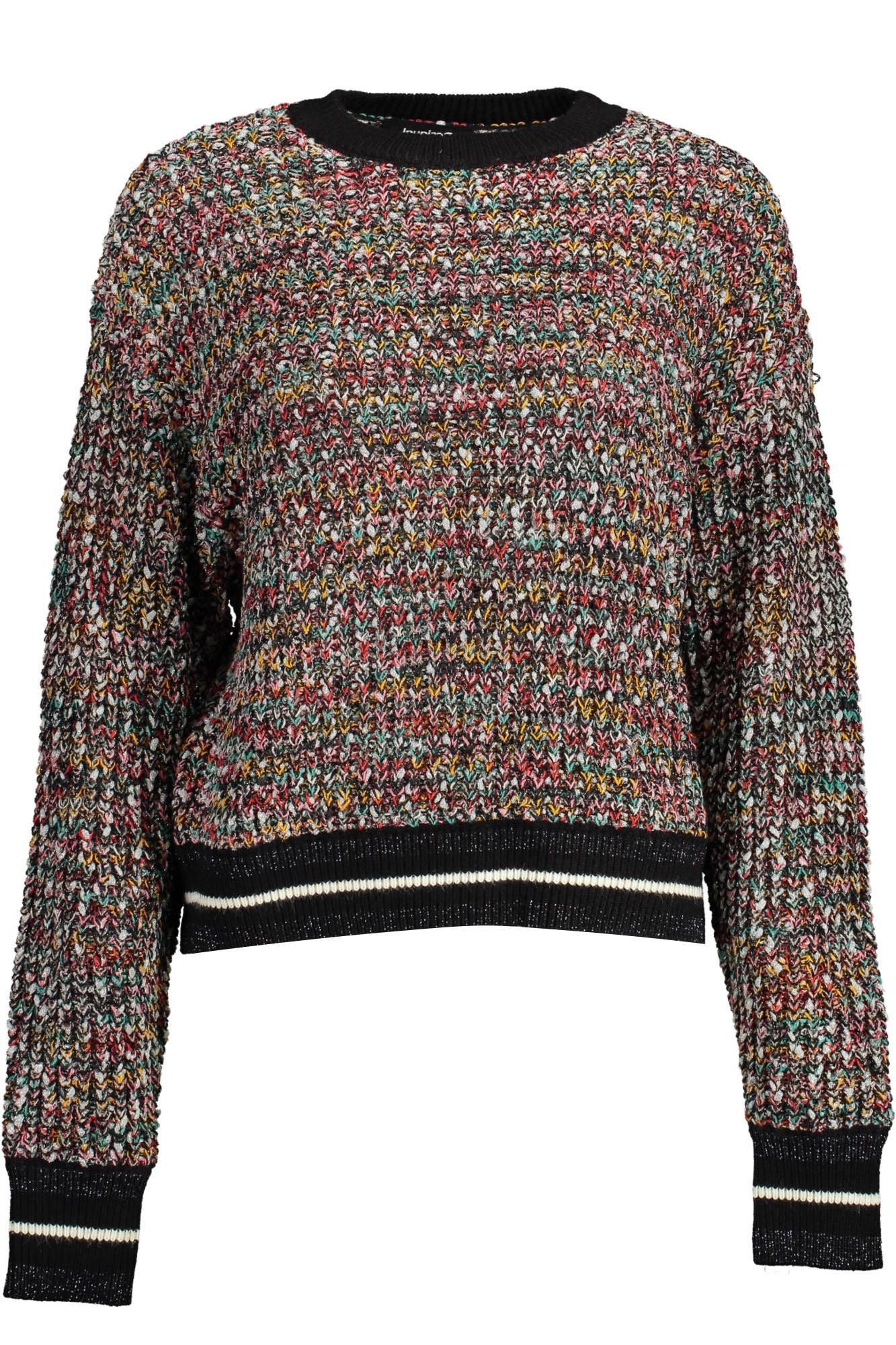 Чорний светр Desigual Enigmatic із контрастними деталями