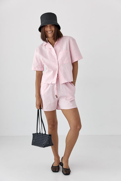 Linen suit with shirt and shorts