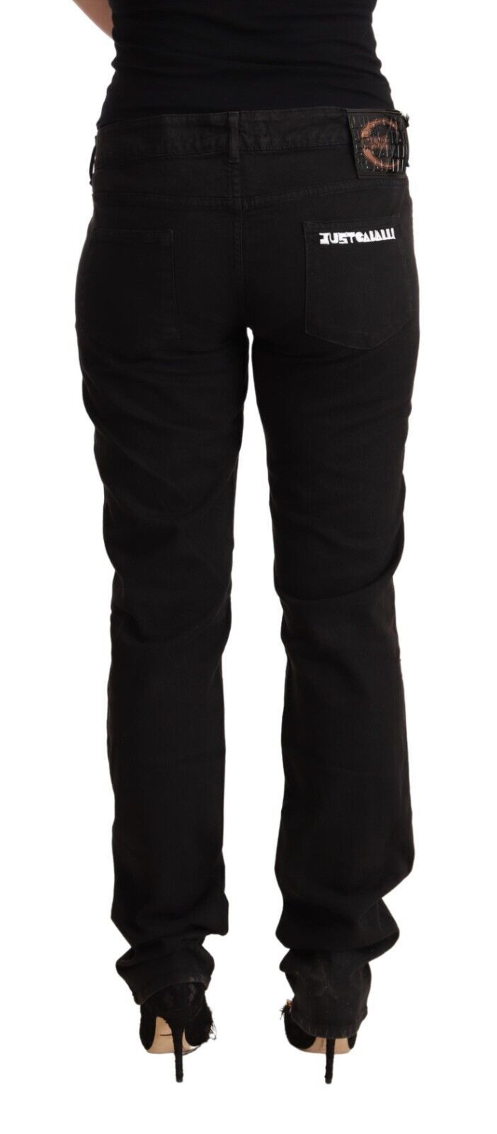 Чорні джинси Just Cavalli Sleek Mid-Waist Slim Fit