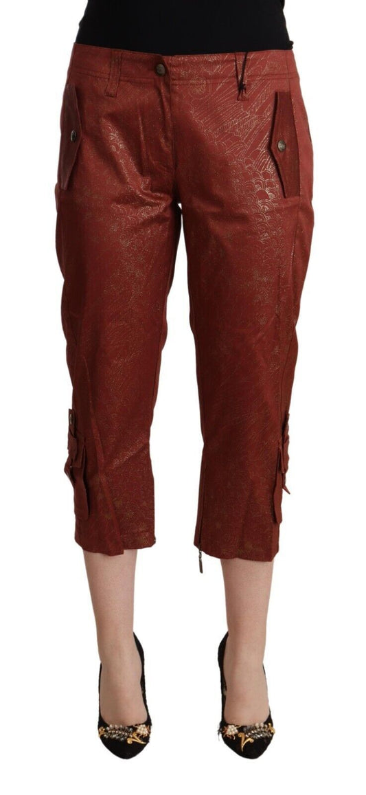 Коричневі укорочені бавовняні штани Just Cavalli Chic