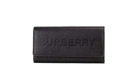 Гаманець Burberry Porter із чорної зернистої шкіри з тисненим логотипом і клапаном