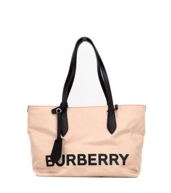 Сумочка Burberry Small Rose Beige з фірмовим логотипом Econyl Nylon Tote через плече