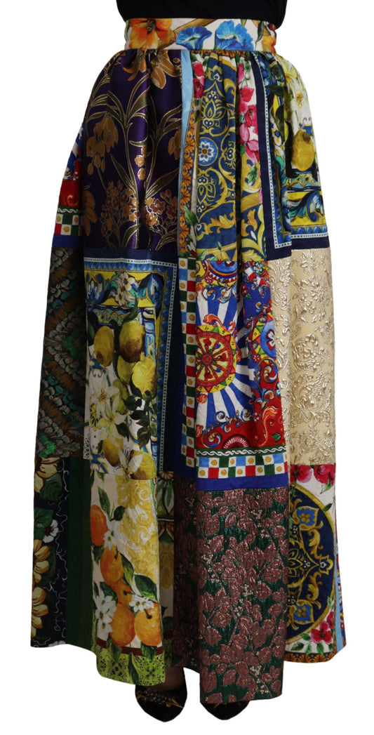 Спідниця-максі Dolce &amp; Gabbana із завищеною талією та сицилійським візерунком