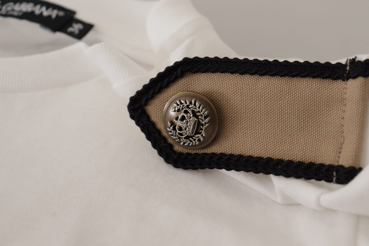 Елегантна бавовняна футболка Dolce &amp; Gabbana з круглим вирізом і квітковим вирізом