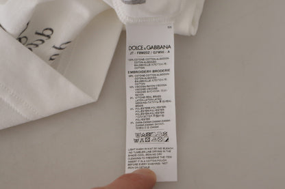 Елегантна бавовняна футболка Dolce &amp; Gabbana з круглим вирізом і квітковим вирізом