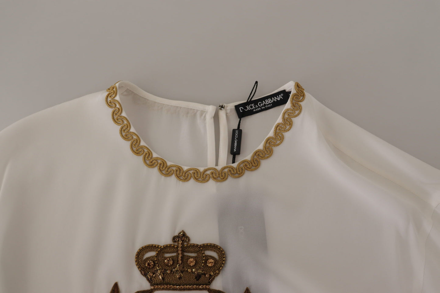 Елегантна шовкова блуза Dolce &amp; Gabbana із золотою вишивкою