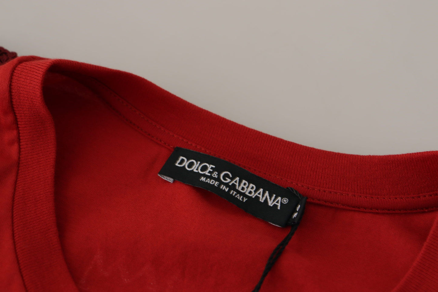 Елегантна червона бавовняна футболка Dolce &amp; Gabbana з круглим вирізом