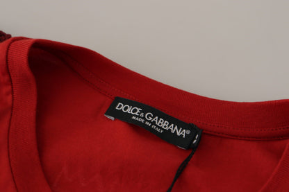 Елегантна червона бавовняна футболка Dolce &amp; Gabbana з круглим вирізом