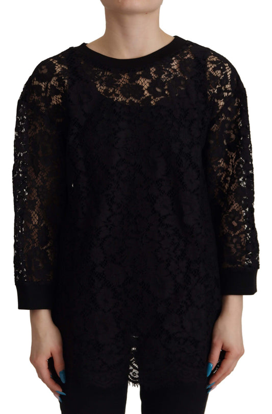 Елегантна чорна блузка з довгим рукавом Dolce &amp; Gabbana