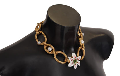 Елегантне намисто з золотим кулоном із квіткою лілії Dolce &amp; Gabbana