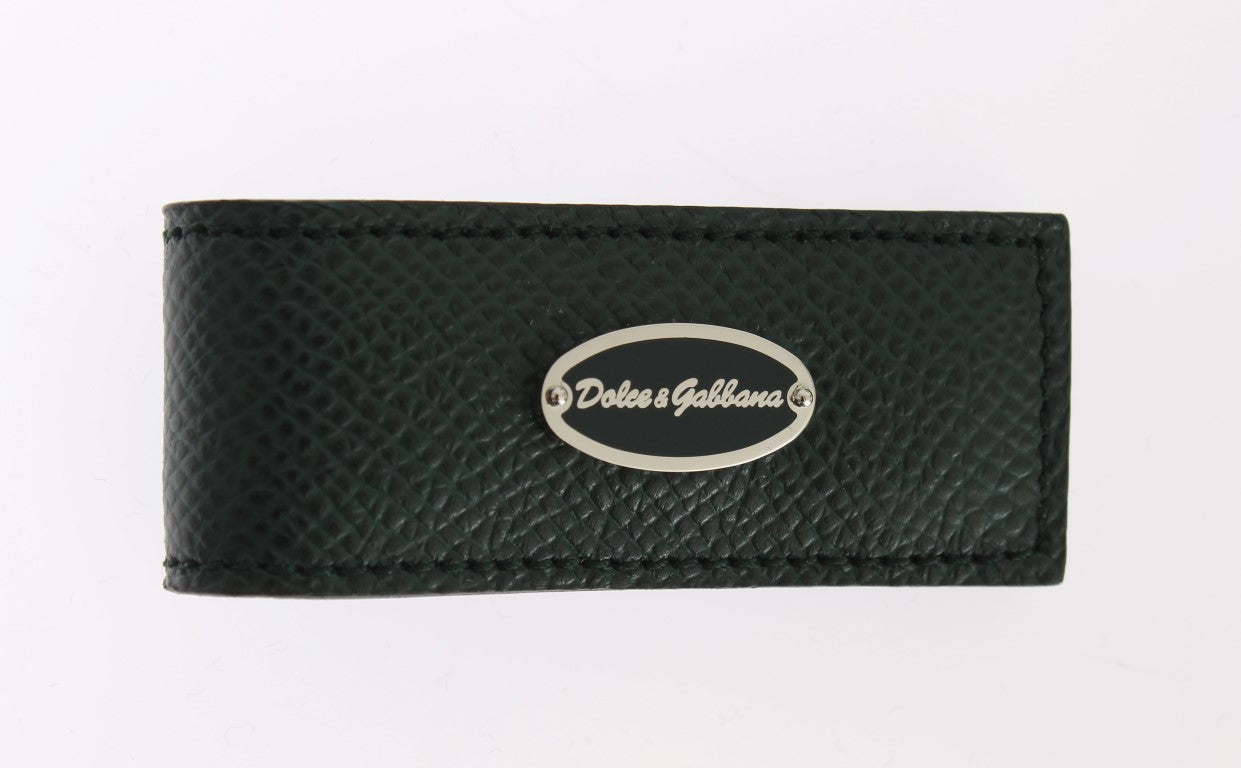 Елегантна зелена шкіряна затискач для грошей Dolce &amp; Gabbana