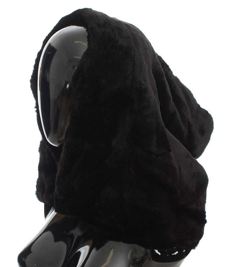 Шарф Dolce &amp; Gabbana Chic Black Weasel з капюшоном