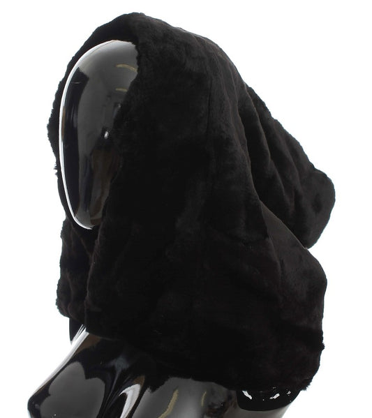 Шарф Dolce &amp; Gabbana Chic Black Weasel з капюшоном