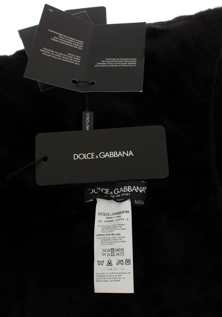 Шарф Dolce &amp; Gabbana Chic Black Weasel з капюшоном