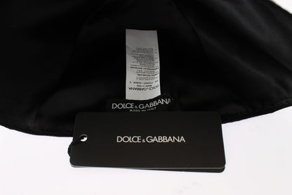 Елегантний чорний вовняний капелюх-клош із квітковим принтом Dolce &amp; Gabbana