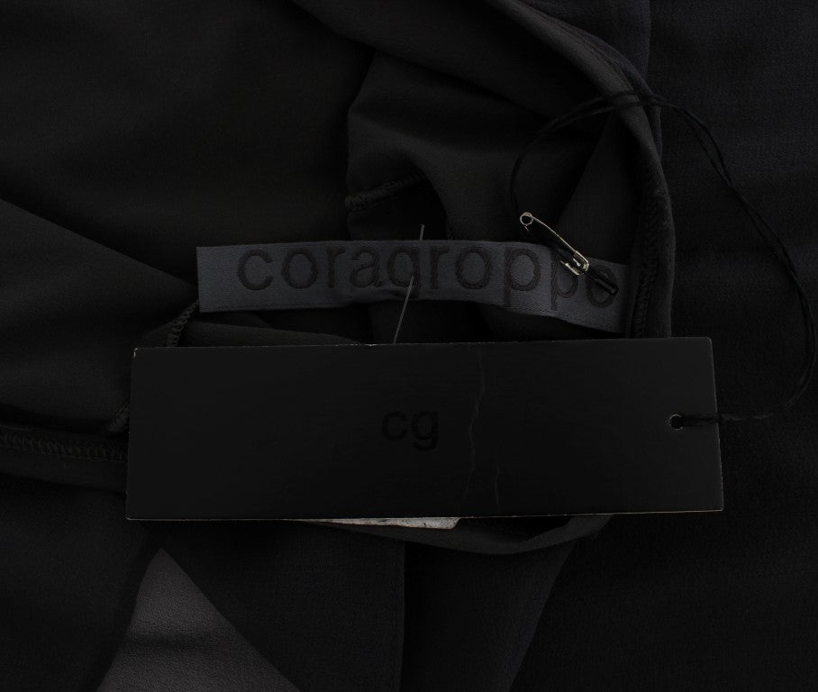 CORA GROPPO Елегантна блуза з горловиною в сірому та блакитному кольорах