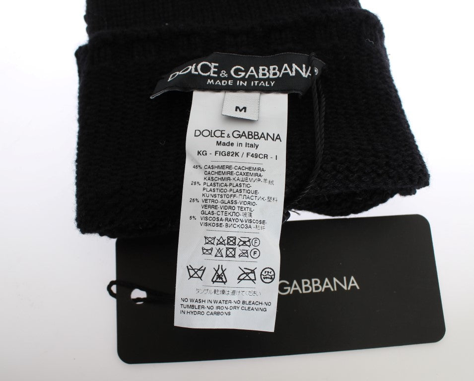 Кашемірові рукавички без пальців Dolce &amp; Gabbana, прикрашені паєтками
