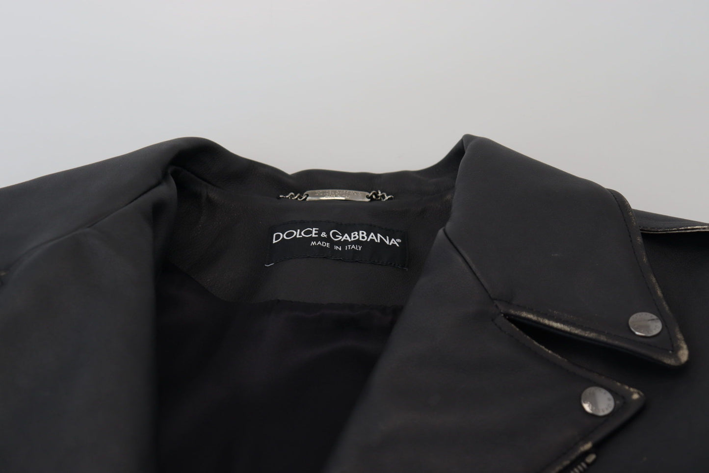 Елегантна чорна шкіряна косуха Dolce &amp; Gabbana