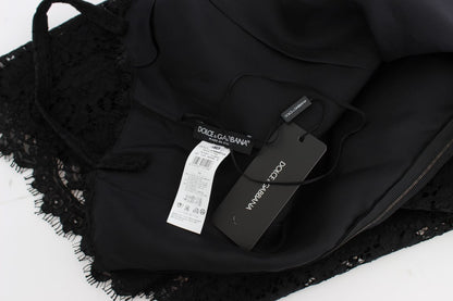 Елегантна чорна мереживна сукня до коліна з квітковим принтом Dolce &amp; Gabbana