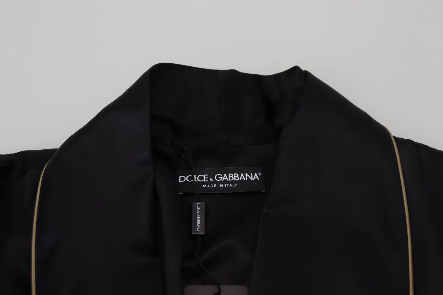 Елегантне чорне шовкове довге халат Dolce &amp; Gabbana