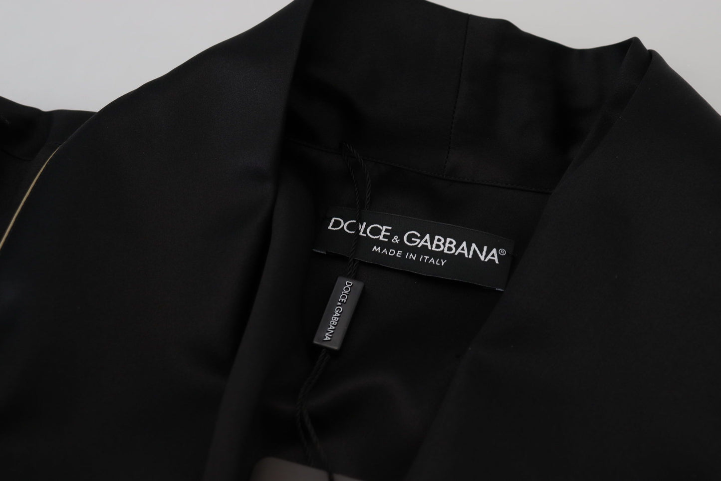 Елегантне чорне шовкове довге халат Dolce &amp; Gabbana