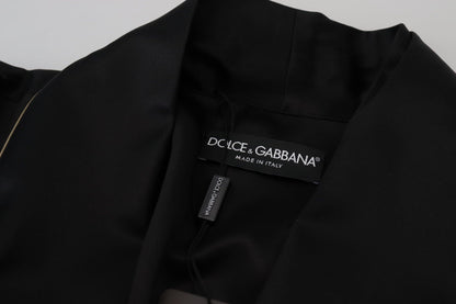 Елегантне чорне шовкове довге халат Dolce &amp; Gabbana