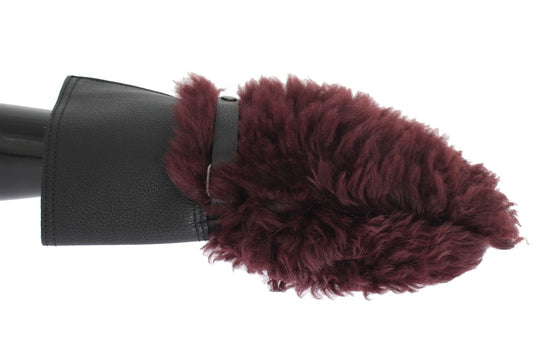 Шкіряні рукавички Dolce &amp; Gabbana Elegant Black &amp; Bordeaux