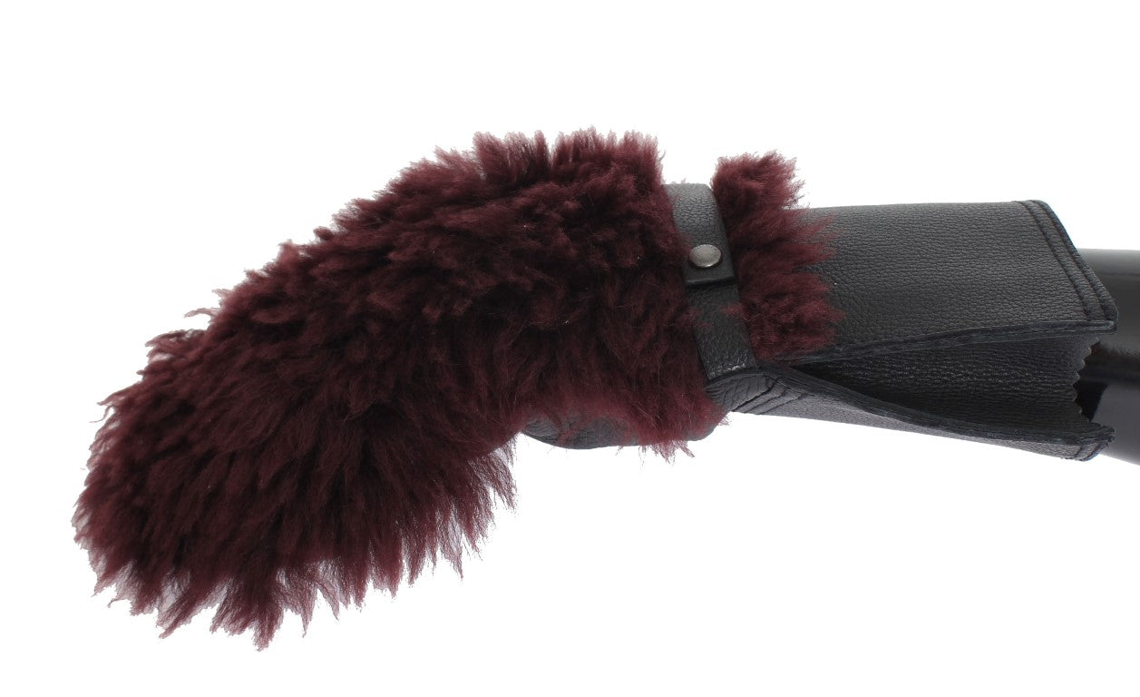 Шкіряні рукавички Dolce &amp; Gabbana Elegant Black &amp; Bordeaux