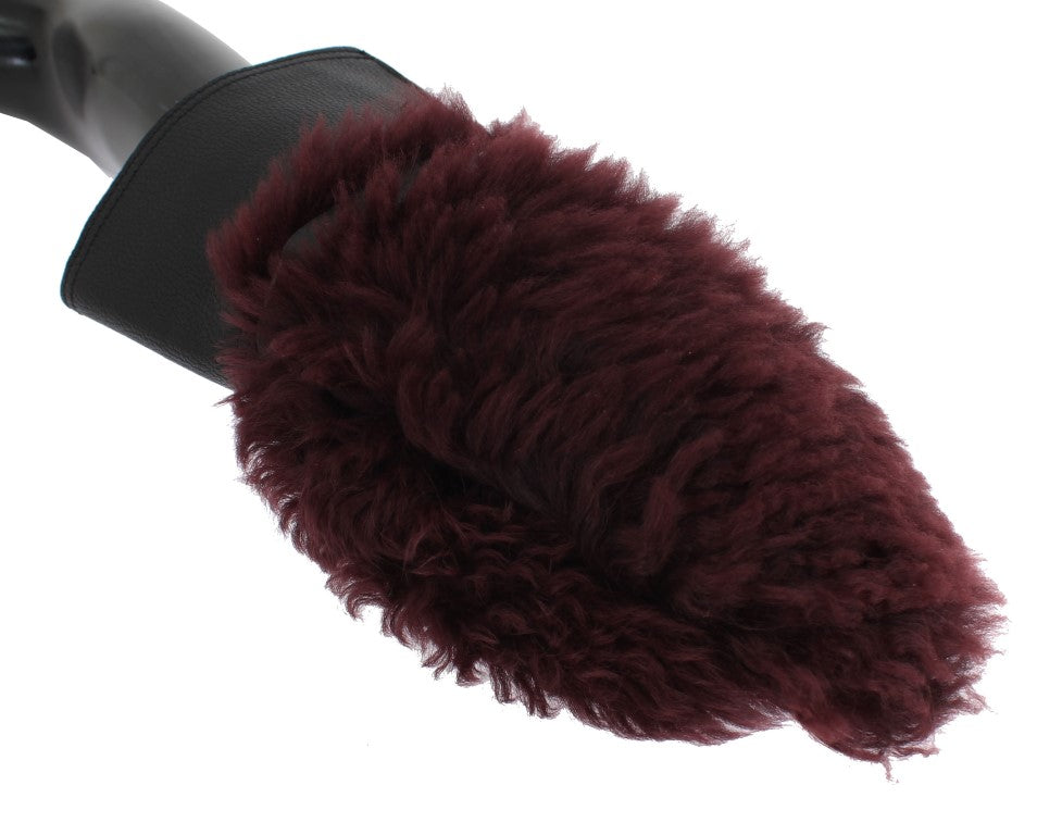 Шкіряні рукавички Dolce &amp; Gabbana Elegant Black &amp; Bordeaux