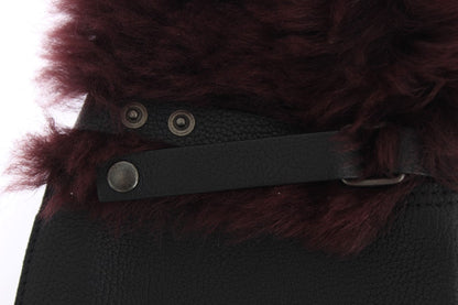Шкіряні рукавички Dolce &amp; Gabbana Elegant Black &amp; Bordeaux