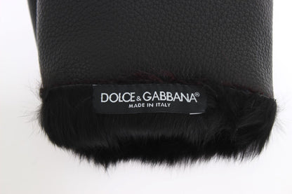 Шкіряні рукавички Dolce &amp; Gabbana Elegant Black &amp; Bordeaux
