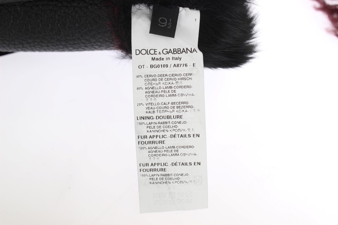 Шкіряні рукавички Dolce &amp; Gabbana Elegant Black &amp; Bordeaux