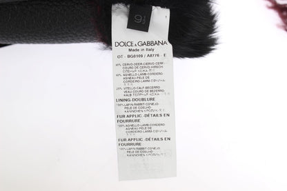 Шкіряні рукавички Dolce &amp; Gabbana Elegant Black &amp; Bordeaux