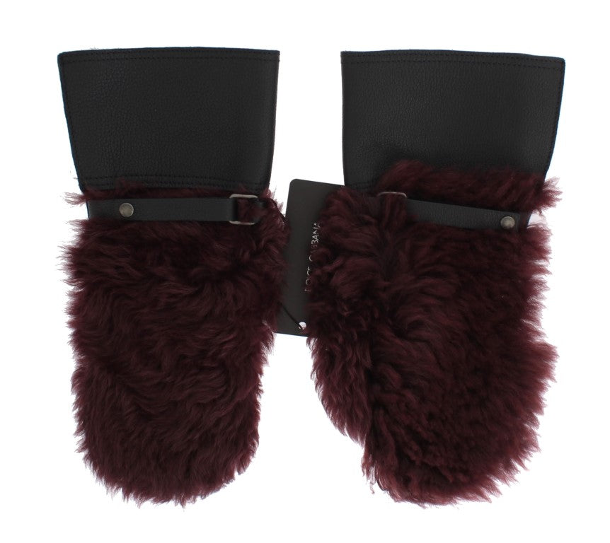 Шкіряні рукавички Dolce &amp; Gabbana Elegant Black &amp; Bordeaux