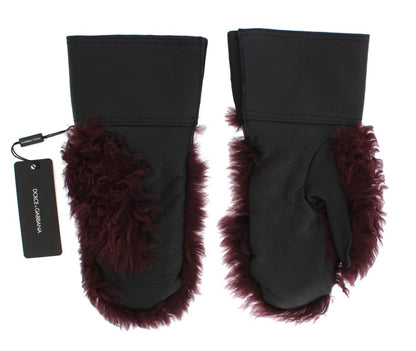 Шкіряні рукавички Dolce &amp; Gabbana Elegant Black &amp; Bordeaux