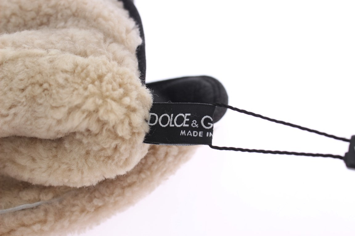 Елегантні сірі вовняні рукавички Dolce &amp; Gabbana з шипами