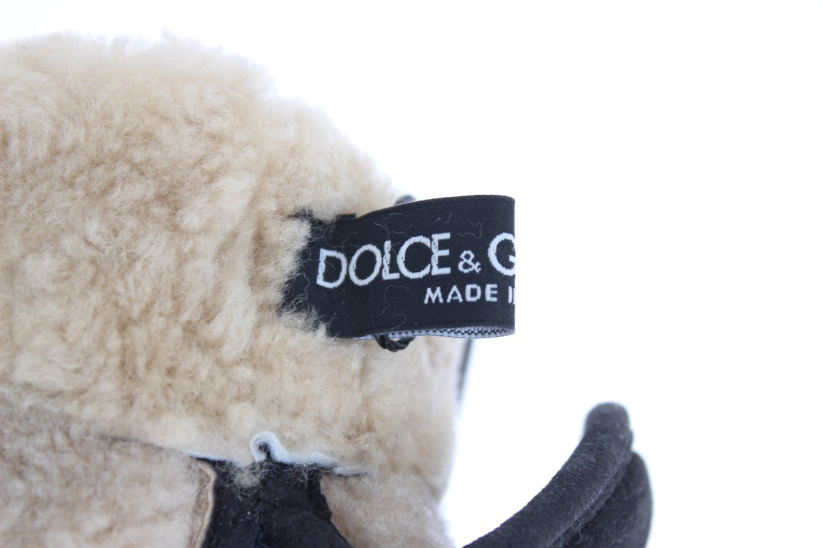 Шикарні сірі вовняні та стрижені рукавички Dolce &amp; Gabbana з шипованими деталями