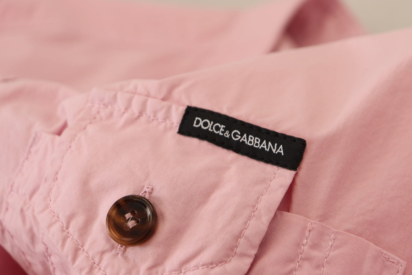 Елегантна рожева повсякденна бавовняна сорочка Dolce &amp; Gabbana
