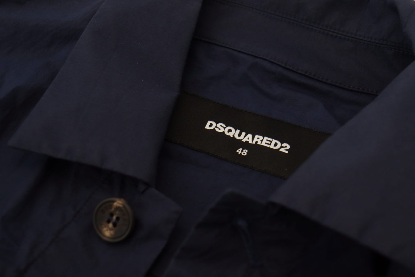Витончена темно-синя бавовняна сорочка Dsquared²