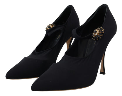 Чорні туфлі Dolce &amp; Gabbana Chic Black Mary Jane з кристалами