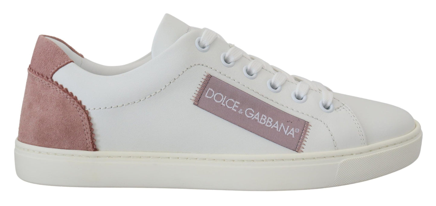 Шикарні білі рожеві шкіряні низькі кросівки Dolce &amp; Gabbana