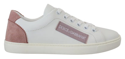 Шикарні білі рожеві шкіряні низькі кросівки Dolce &amp; Gabbana