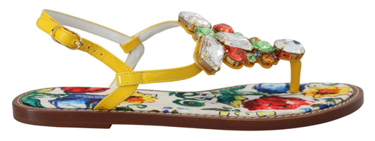 Шкіряні босоніжки Dolce &amp; Gabbana, прикрашені кристалами майоліки
